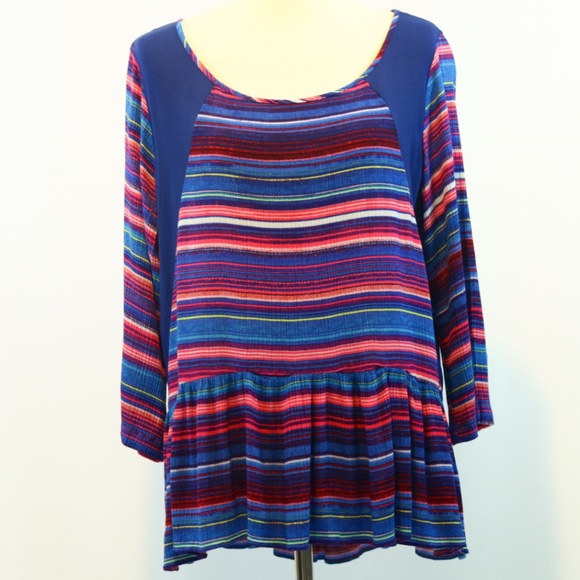 Bongo Striped Peplum Top - Picture 1 of 8